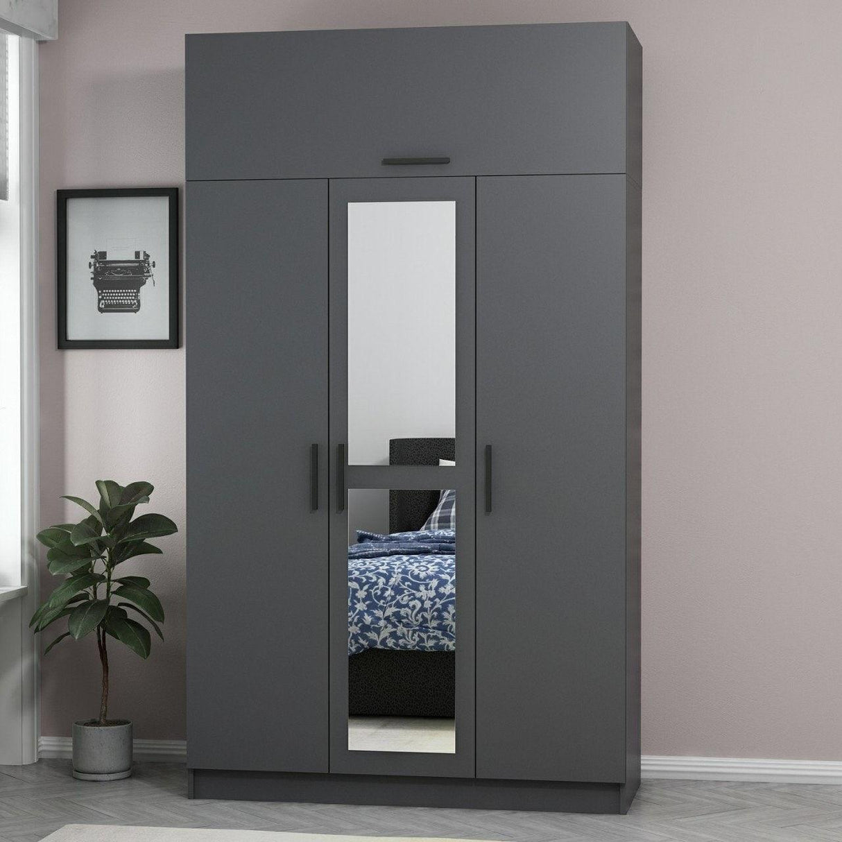 Dulap Haine Minar 235, Gri, 135x235x52 cm