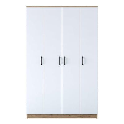 Dulap Haine Totem 4 usi cu 2 bare de umeras, Nuc, 120 x 191 x 47 cm