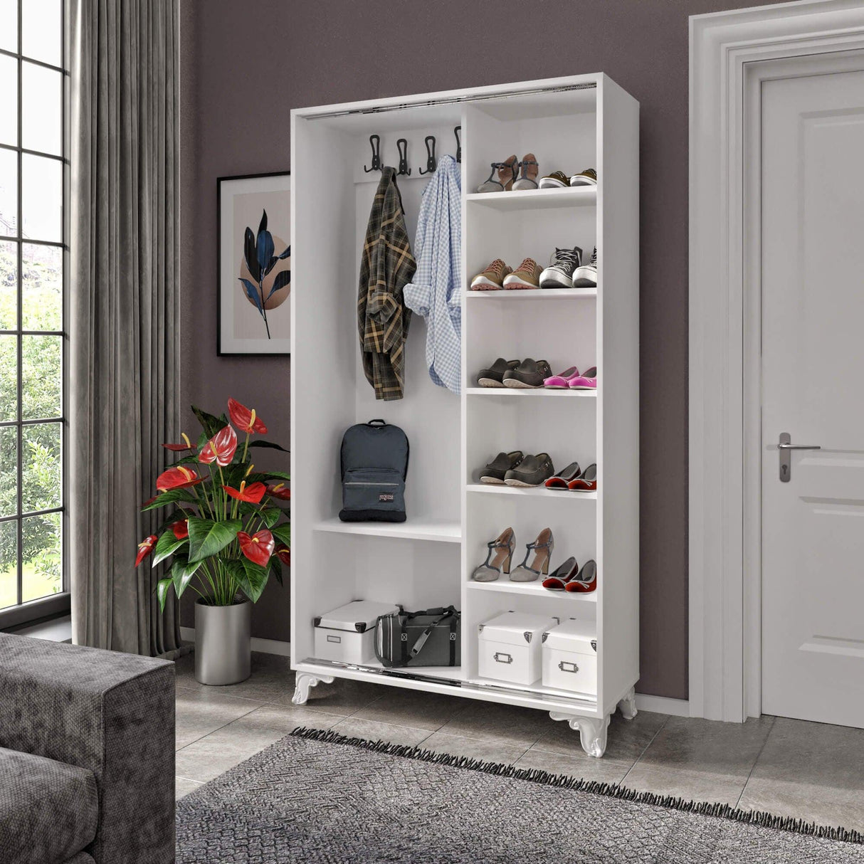 Dulap Haine Venus, Alb, 40x194x104 cm