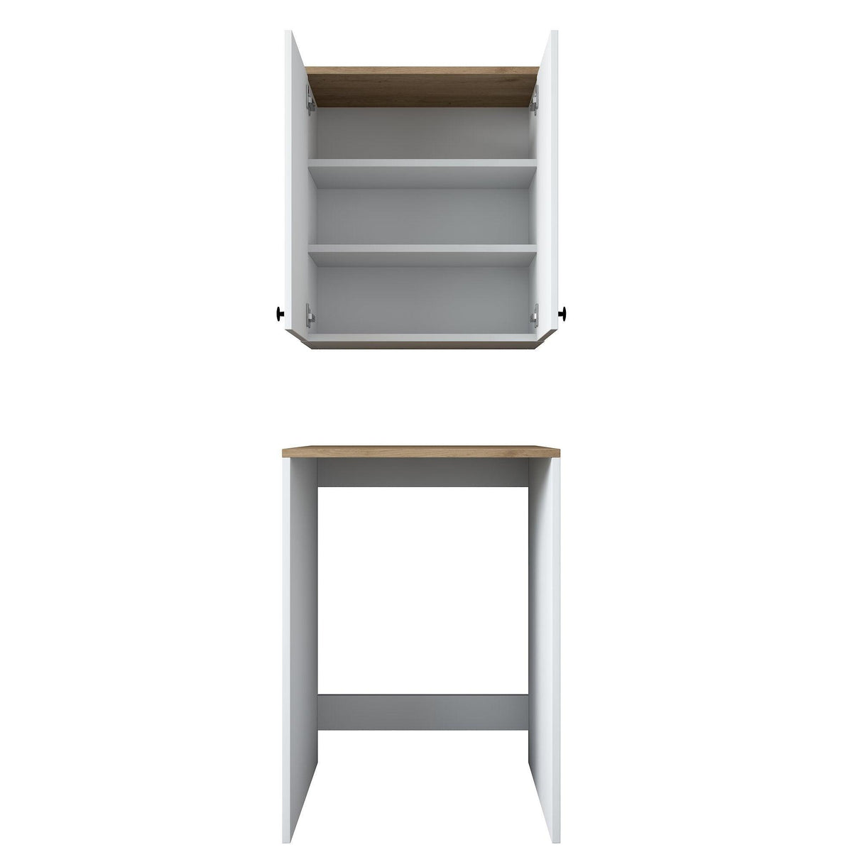 Dulap masina de spalat Erman cu corp, Alb - Nuc, 65 x 92 x 60 cm