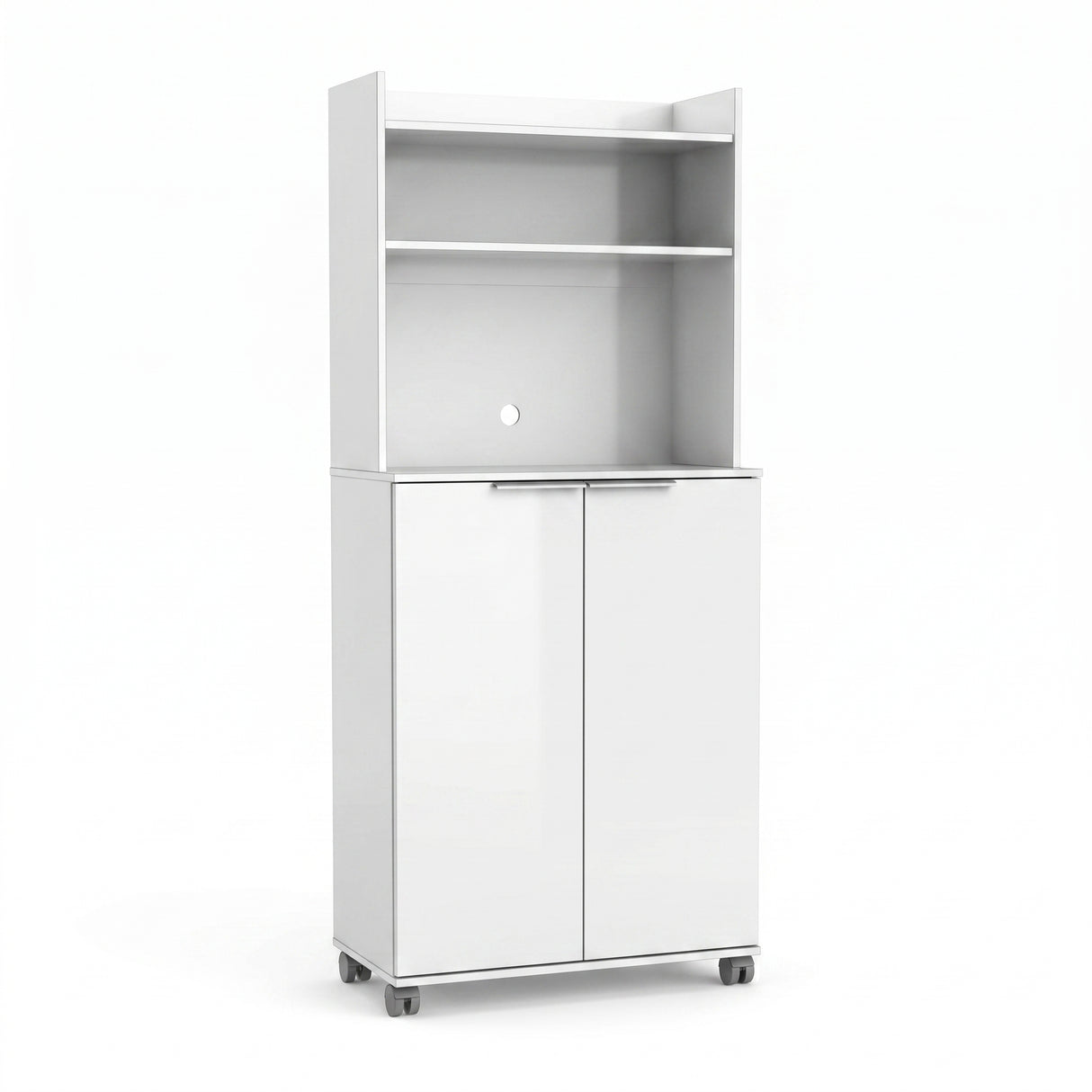 Dulap Multifunctional Adore Diamond, 2 usi, 6 rafturi, cu rotile, Alb Lucios, 73x172x36 cm