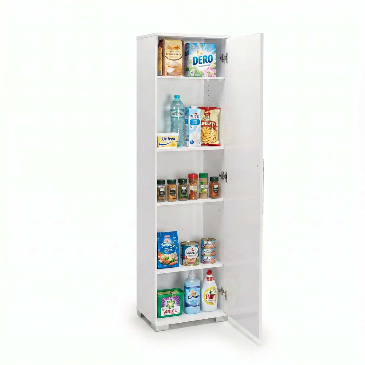 Dulap Multifunctional Adore Diamond, Usa reversibila, 5 rafturi, Alb, 45 x 169 x 32 cm