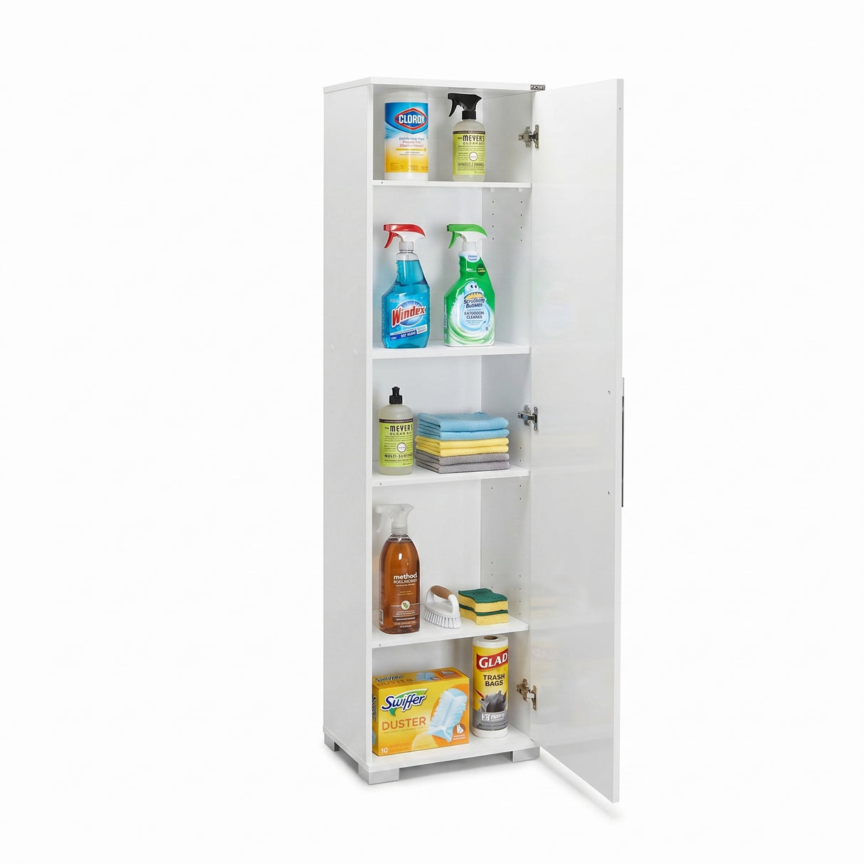 Dulap Multifunctional Adore Diamond, Usa reversibila, 5 rafturi, Alb, 45 x 169 x 32 cm