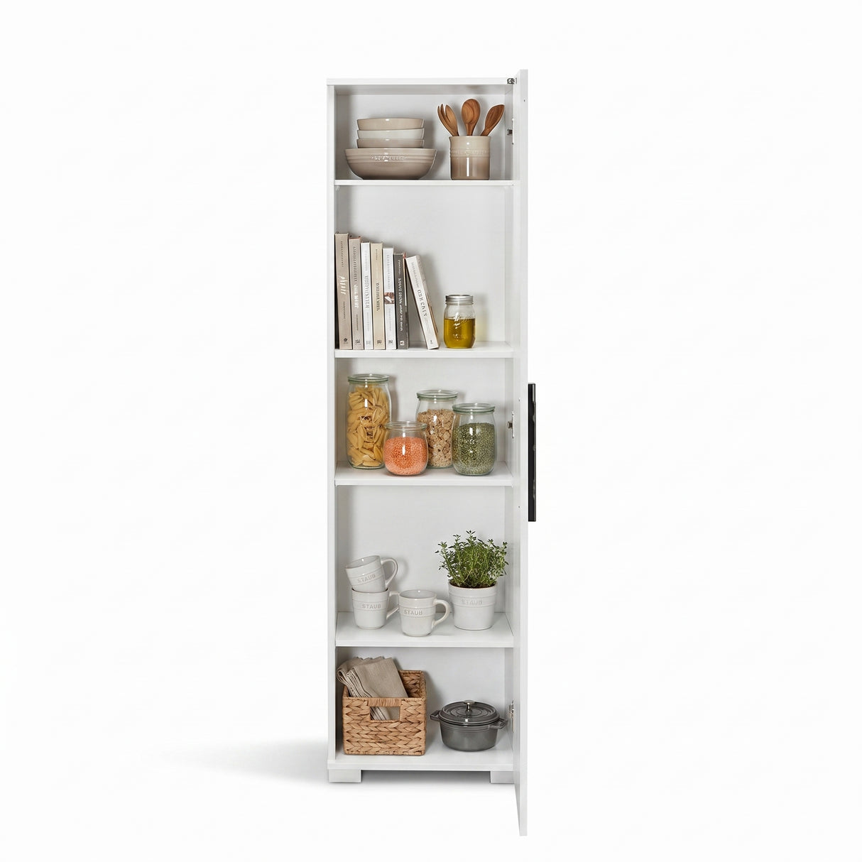 Dulap Multifunctional Adore Diamond, Usa reversibila, 5 rafturi, Alb, 45 x 169 x 32 cm