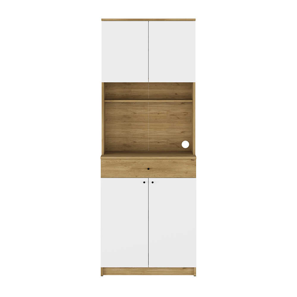 Dulap multifunctional Adore Lungo , 4 usi si 1 sertar, Stejar - Alb, 72x195x45 cm