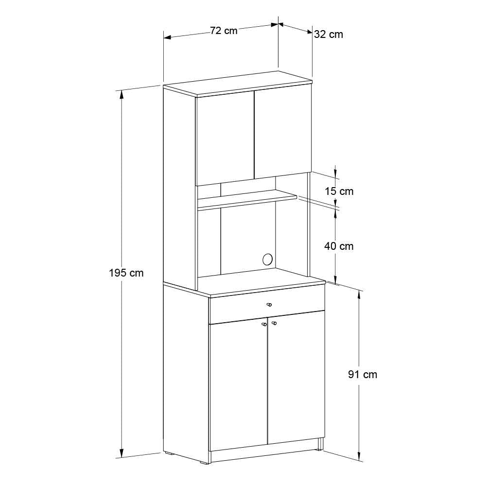 Dulap multifunctional Adore Lungo , 4 usi si 1 sertar, Stejar - Alb, 72x195x45 cm