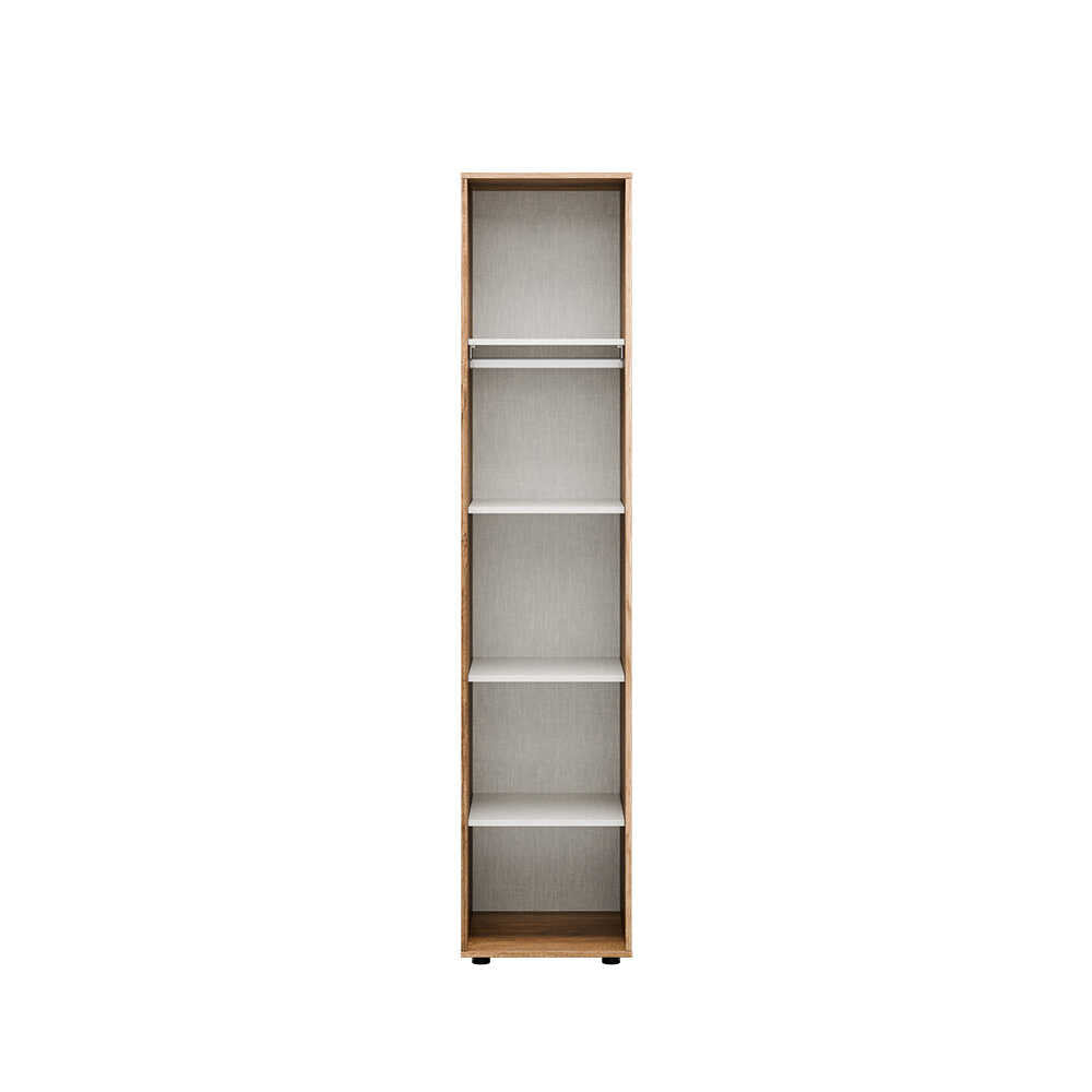 Dulap Multifunctional Adore Oryana, 5 rafturi si umeras, usa reversibila, Alb - Nuc, 45x210x62 cm - Nuc