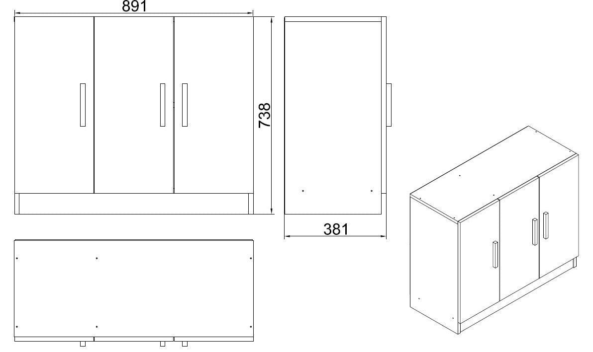 Dulap Multifunctional AR3 - CA, Alb, 89x74x39 cm