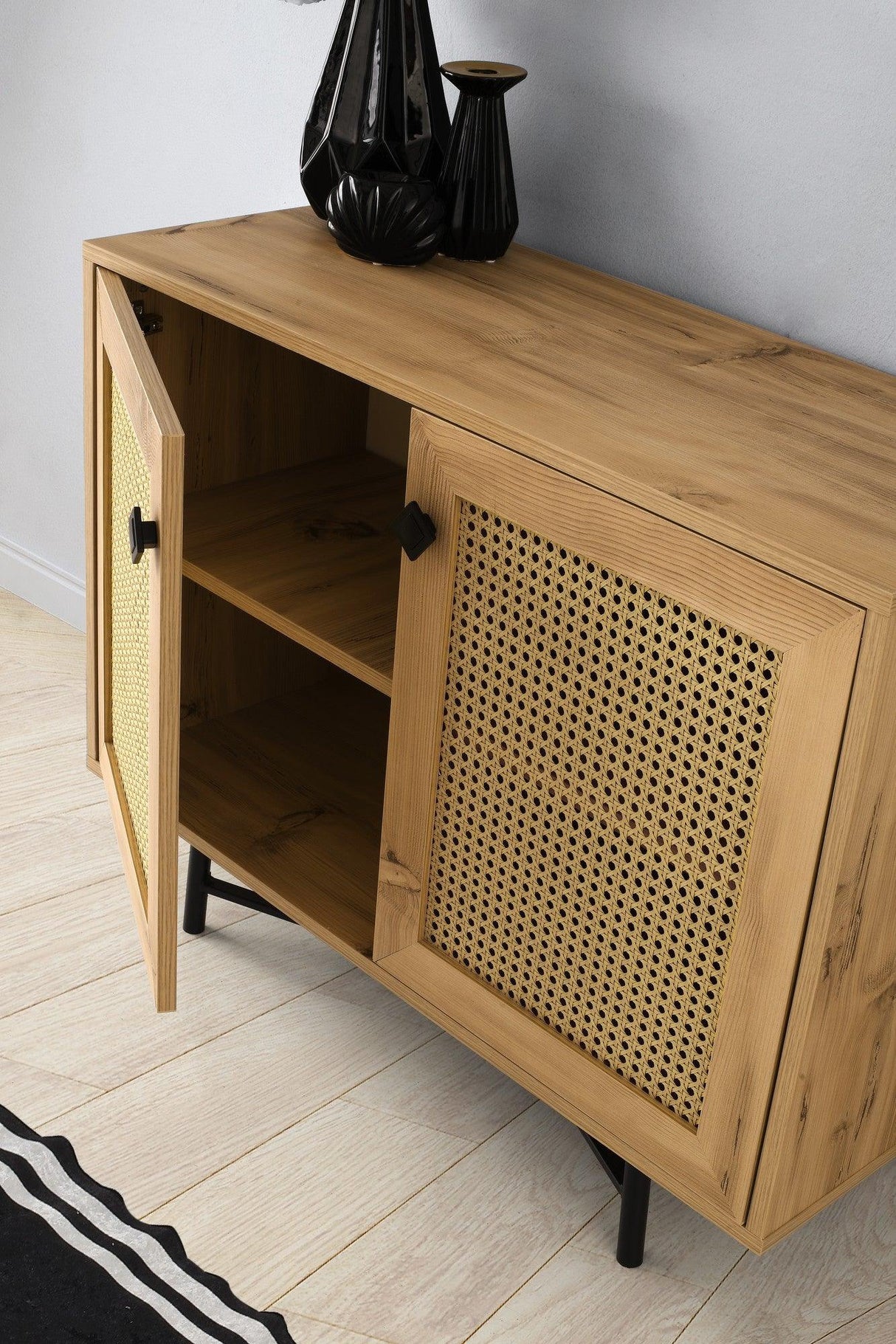 Dulap Multifunctional cu 2 usi Tarsus, Stejar, 100 x 77 x 40 cm