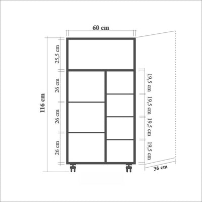 DULAP MULTIFUNCTIONAL Kiler - Multi Purpose Cabinet 3, Crem, 116x36x60 cm