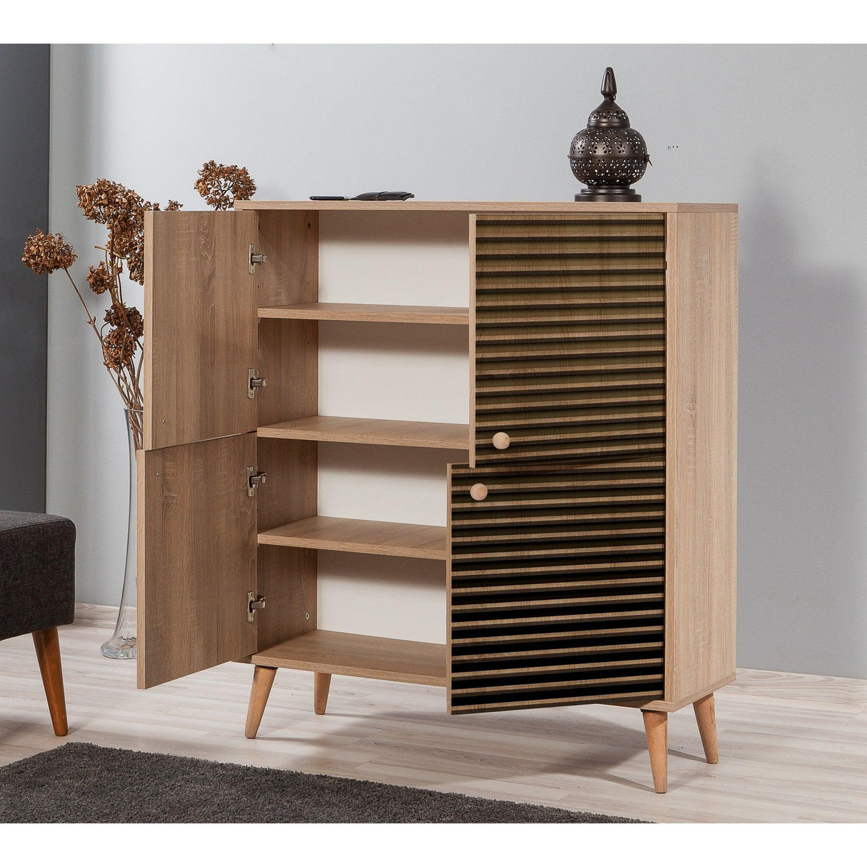 DULAP MULTIFUNCTIONAL MULTİLÜX-120 Multi Purpose Cabinet 6, Stejar Sonoma, 111x36x95 cm