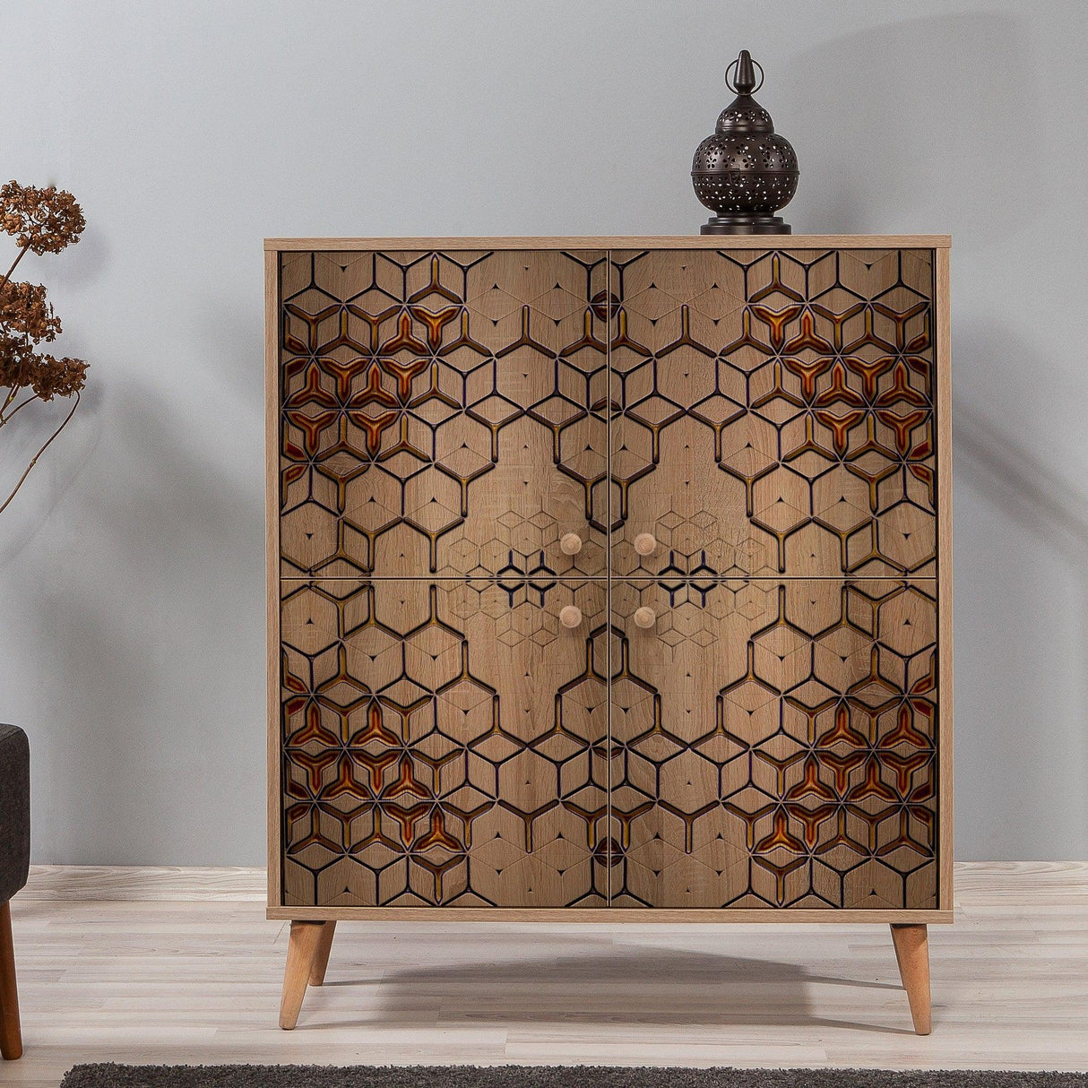 DULAP MULTIFUNCTIONAL MULTİLÜX-120 Multi Purpose Cabinet 9, Stejar Sonoma, 111x36x95 cm