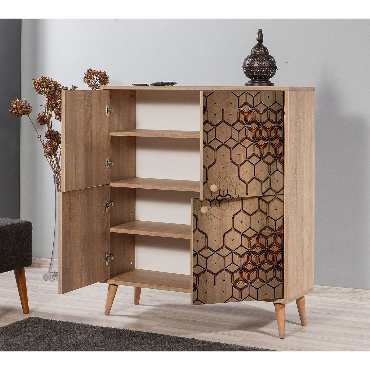 DULAP MULTIFUNCTIONAL MULTİLÜX-120 Multi Purpose Cabinet 9, Stejar Sonoma, 111x36x95 cm