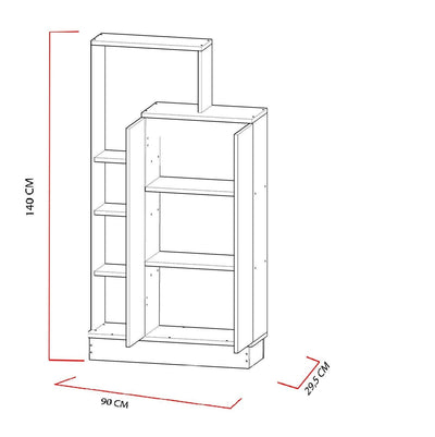 Dulap multifunctional Nilay cu 2 usi si rafturi, Alb, 90 x 140 x 30 cm