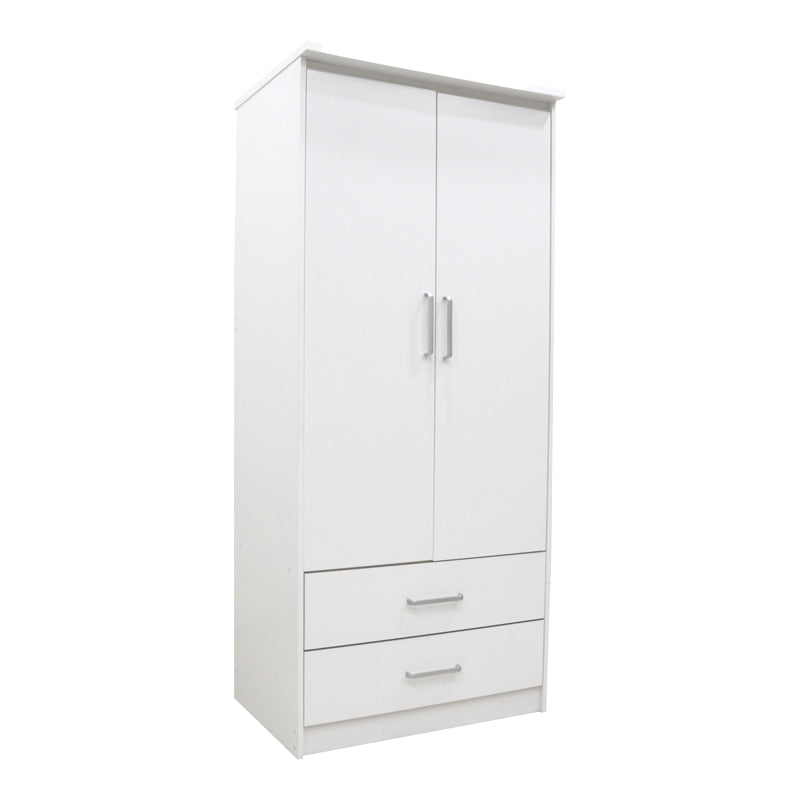 Dulap Olympus cu 2 usi si sertare, Alb, 81x57x183 cm - Alb