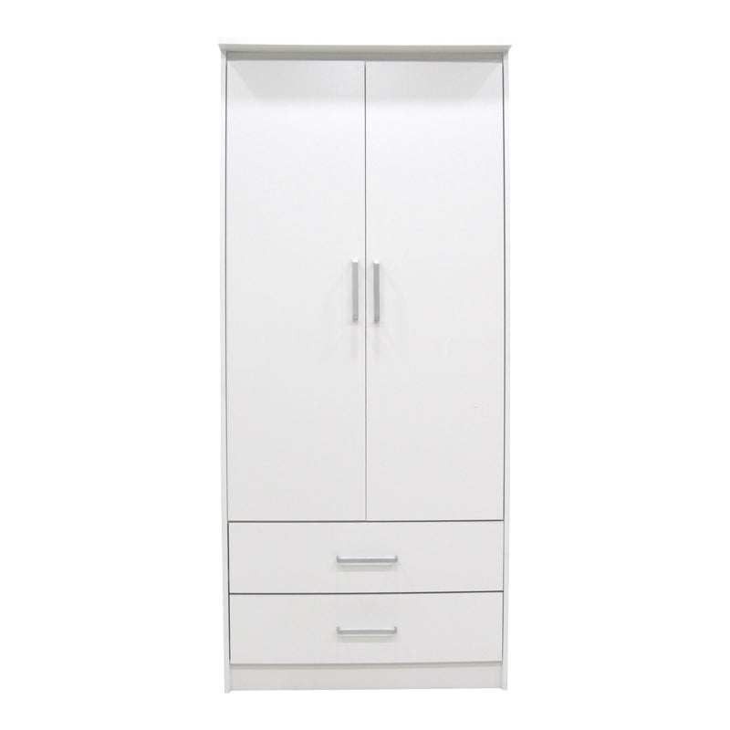 Dulap Olympus cu 2 usi si sertare, Alb, 81x57x183 cm - Alb
