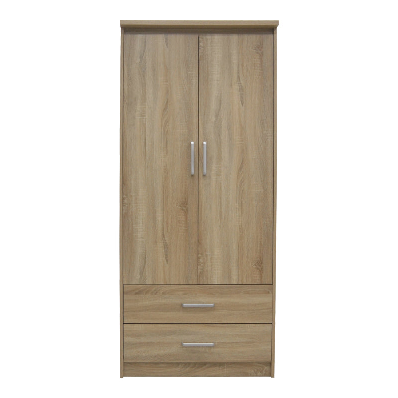 Dulap Olympus cu 2 usi si sertare, Alb, 81x57x183 cm - Stejar