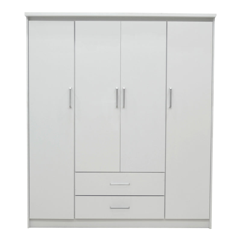 Dulap Olympus cu 4 usi si sertare, Alb, 159x57x183 cm - Alb