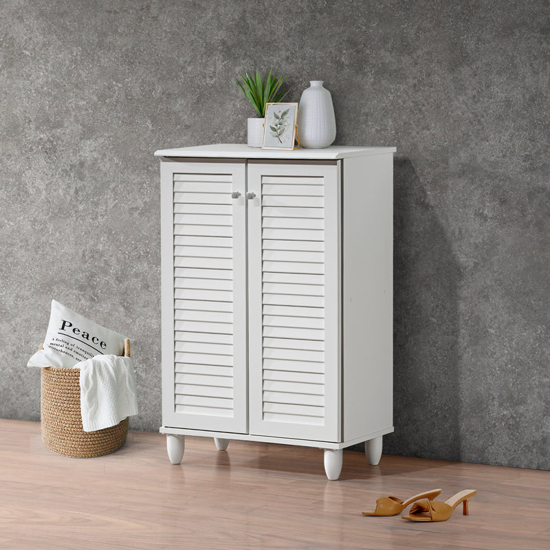 Dulap pantofi pentru 10 perechi, model Santo, Lemn, Alb, 60x34x91 cm