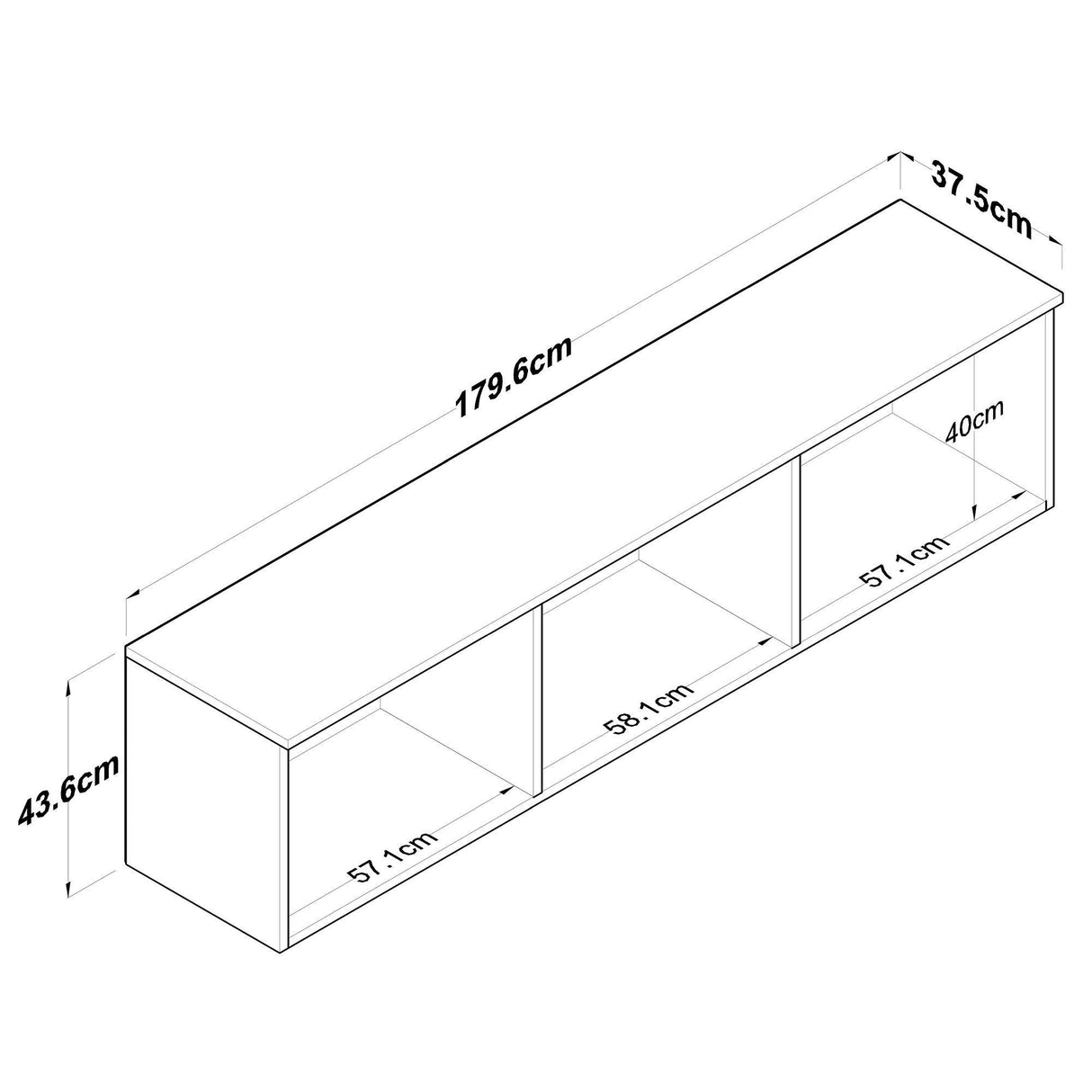 Dulap suspendat 6 usi Svensson, Alb - Nuc Alb, 180x44x38 cm - Nuc Alb