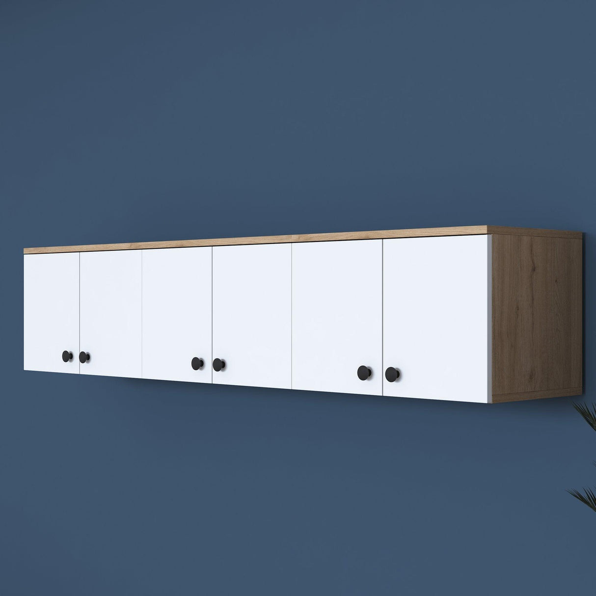 Dulap suspendat 6 usi Svensson, Alb - Nuc Alb, 180x44x38 cm - Nuc Alb