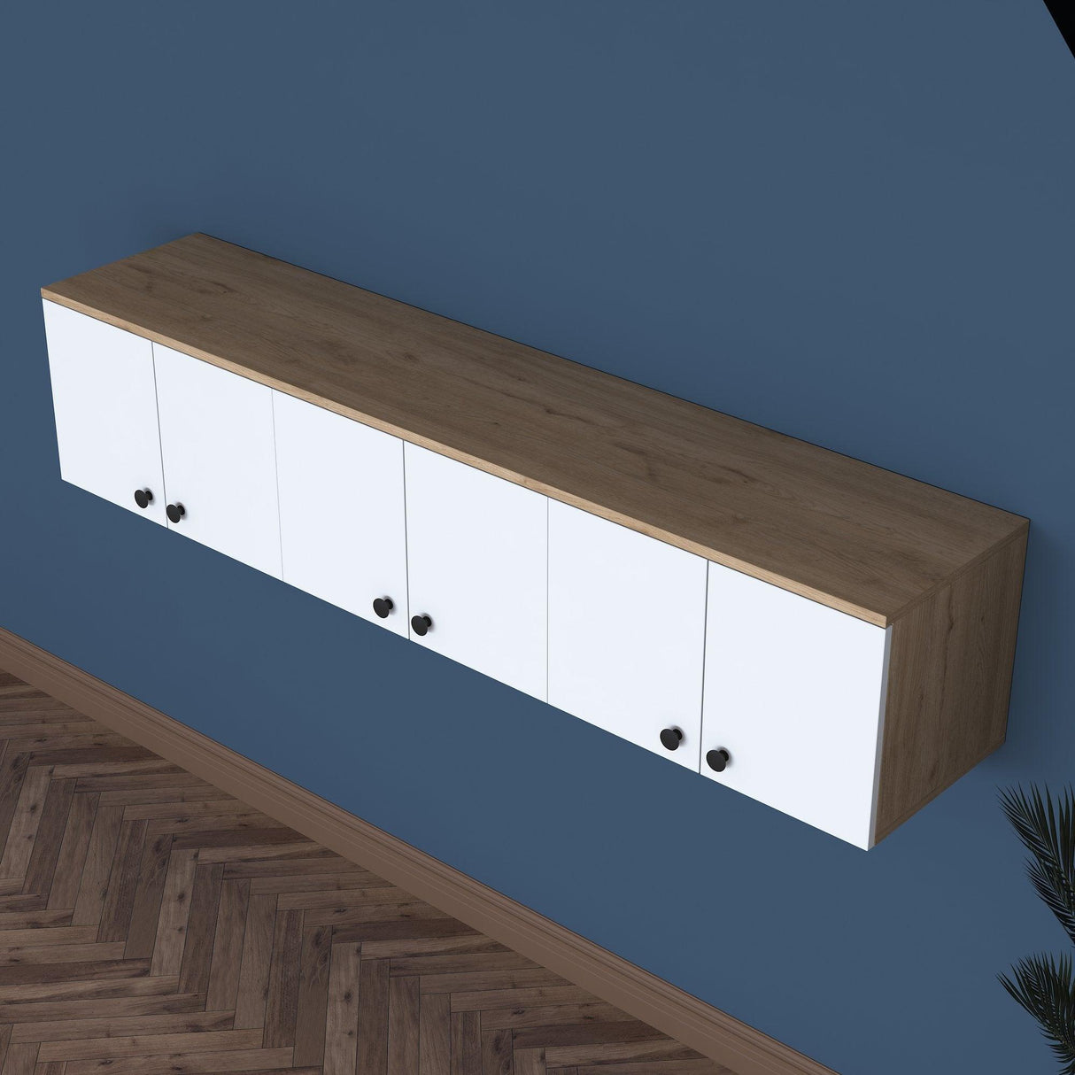 Dulap suspendat 6 usi Svensson, Alb - Nuc Alb, 180x44x38 cm - Nuc Alb