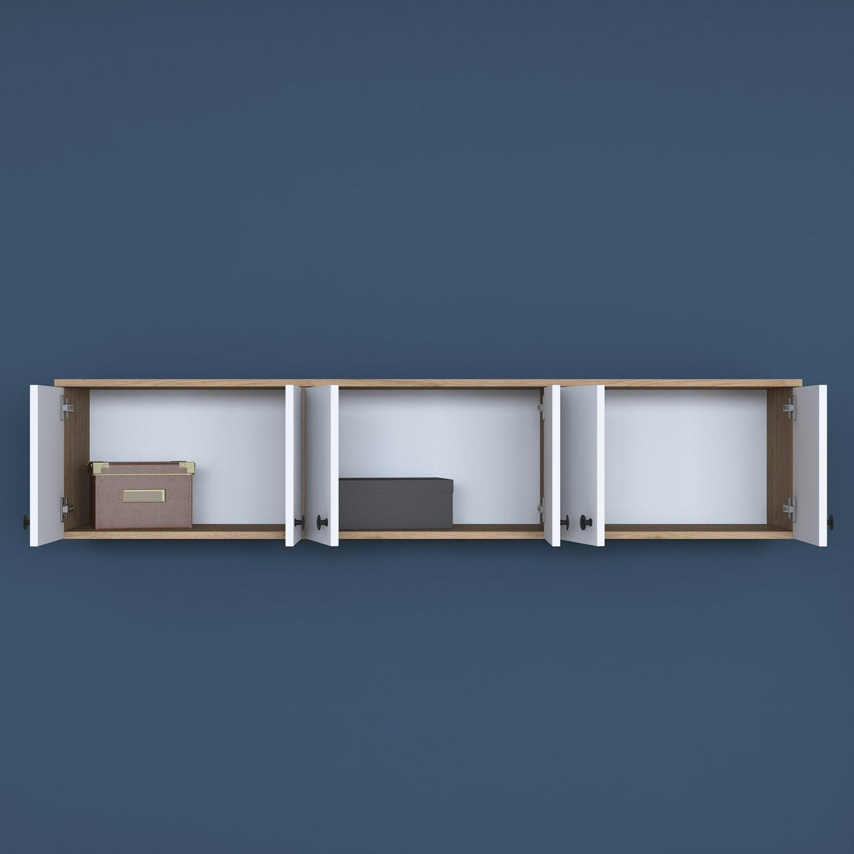 Dulap suspendat 6 usi Svensson, Alb - Nuc Alb, 180x44x38 cm - Nuc Alb