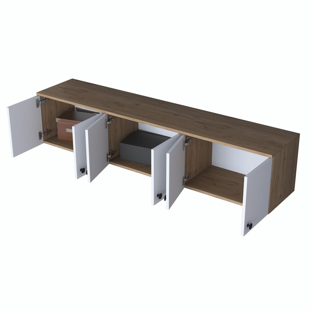 Dulap suspendat 6 usi Svensson, Alb - Nuc Alb, 180x44x38 cm - Nuc Alb