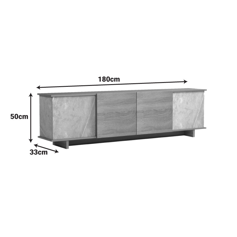 Dulap TV cu gri-bej Zafore, Lemn, 180x33x50 cm