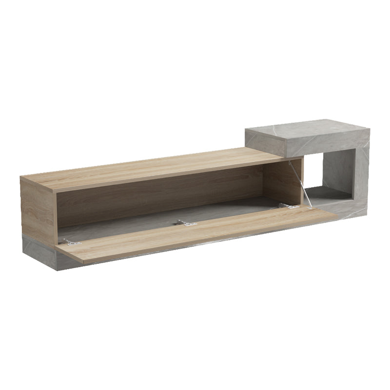 Dulap TV montat pe perete cu aspect de marmură sonoma-gri-bej Flato, 150x29x38 cm