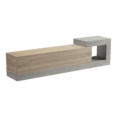 Dulap TV montat pe perete cu aspect de marmură sonoma-gri-bej Flato, 150x29x38 cm, perspectiva suplimentara