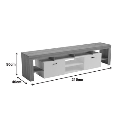 Dulap TV multifunctional Sonoma-White, Modern, Pal, 210x40x50 cm, foto produs 8