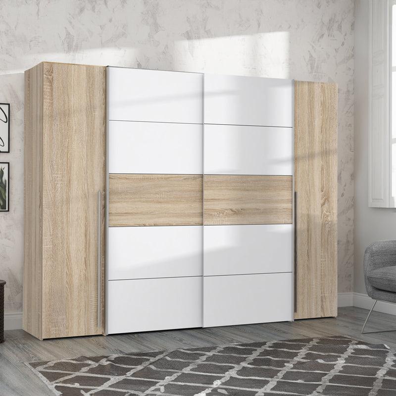 Dulap cu 4 usi Verzo MDF , stejar-alb 270x61x210 cm - Stejar
