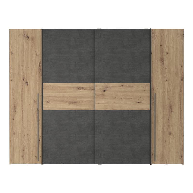 Dulap cu 4 usi Verzo MDF , stejar-alb 270x61x210 cm - Natural