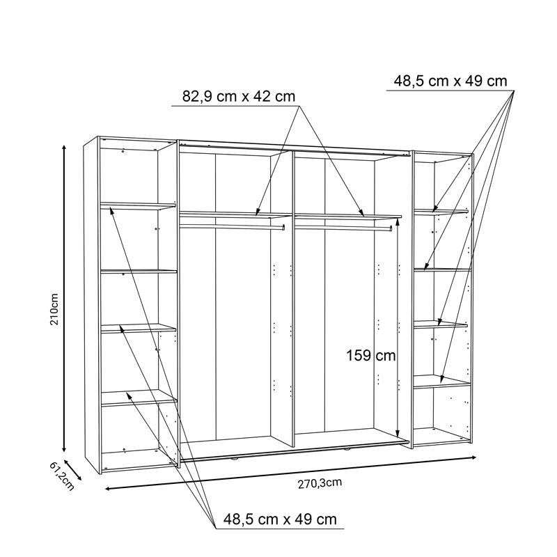 Dulap cu 4 usi Verzo MDF , stejar-alb 270x61x210 cm - Stejar