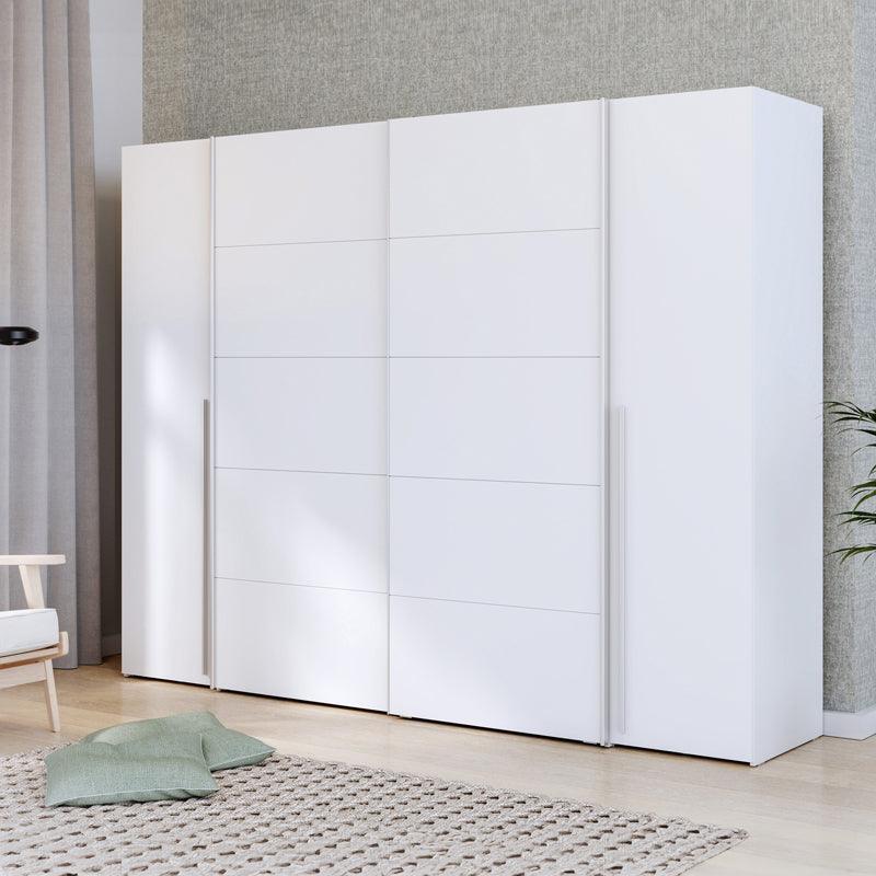 Dulap cu 4 usi Verzo MDF , stejar-alb 270x61x210 cm - Alb