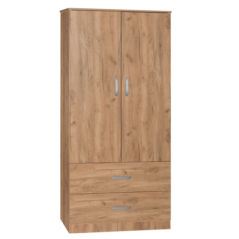 Dulap Zelia cu 2 usi si sertare, 79x42x180 cm - Natural