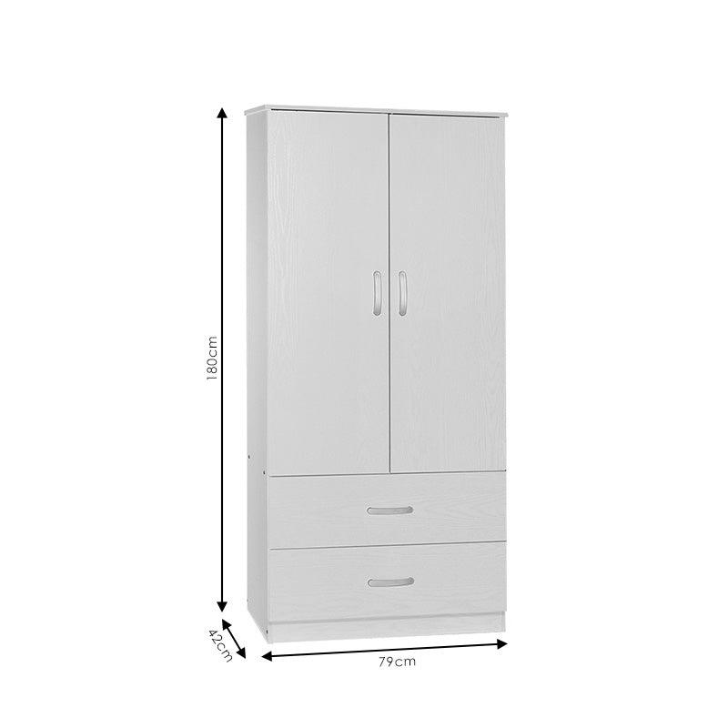 Dulap Zelia cu 2 usi si sertare, 79x42x180 cm - Alb