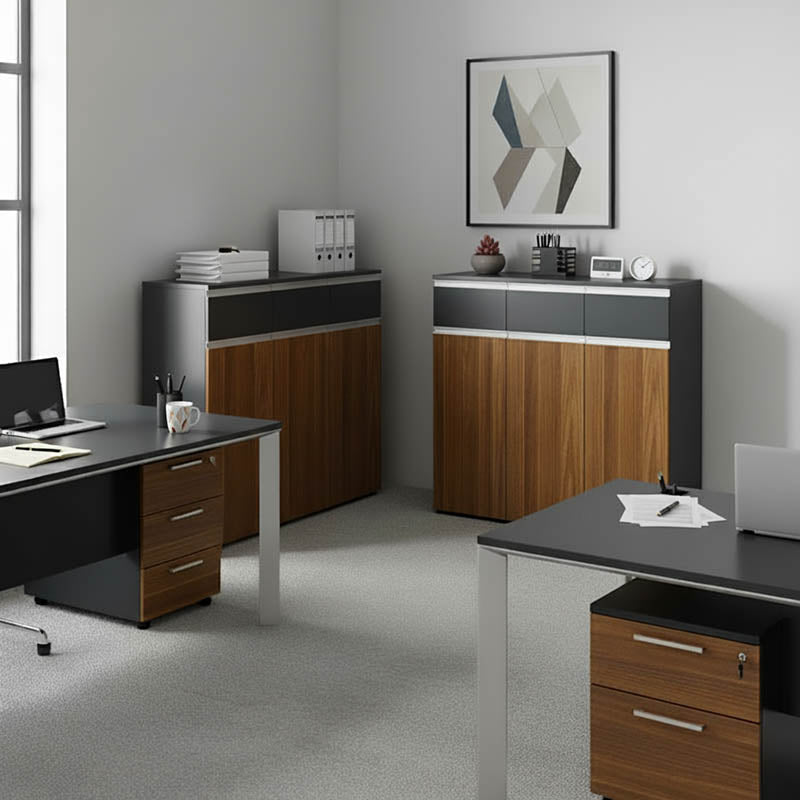 Corp Mobil Dulapuri birou profesionale Oscar, Nuantă Căruie-Antracit, Calitate Superioară, 240x40x120 cm