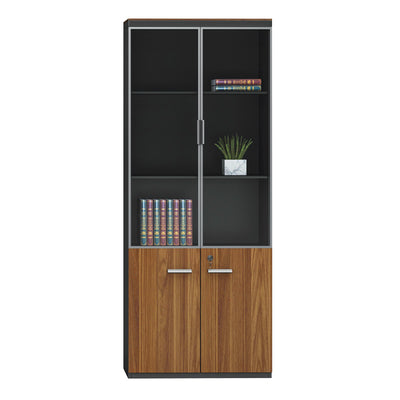 Dulapuri de birou profesionale Oscar, lemn, nuc-antracit, 160x40x200 cm, imagine suplimentara