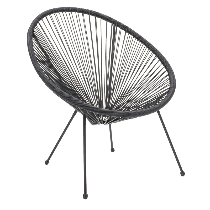 scaun de exterior Fotoliu Acapulco metal negru- pe negru 71x76x85 cm