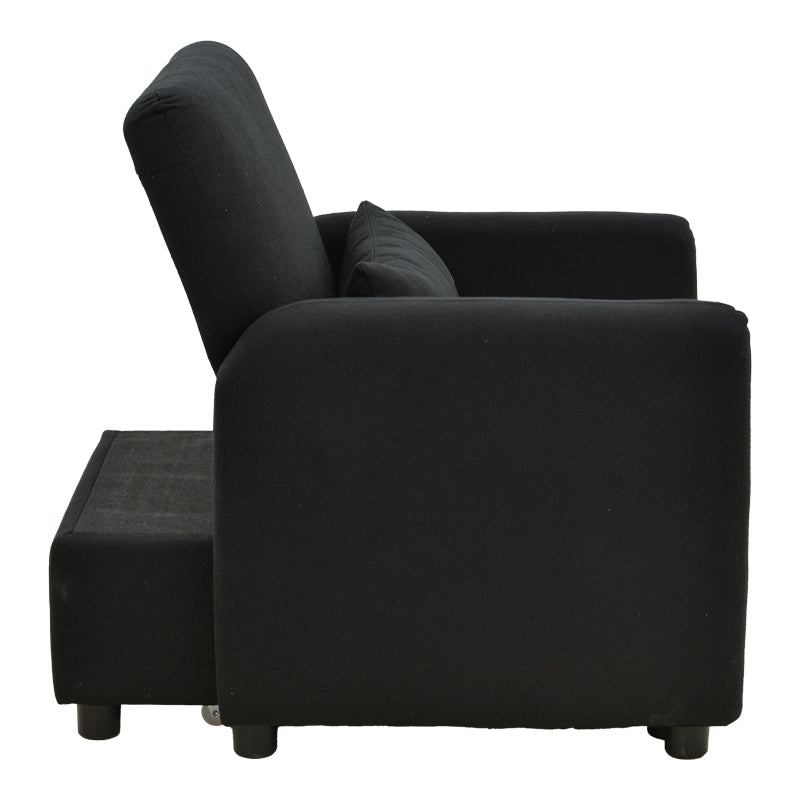 fotoliu-bed Flexa stofă, negru, 85x92x84 cm - Negru