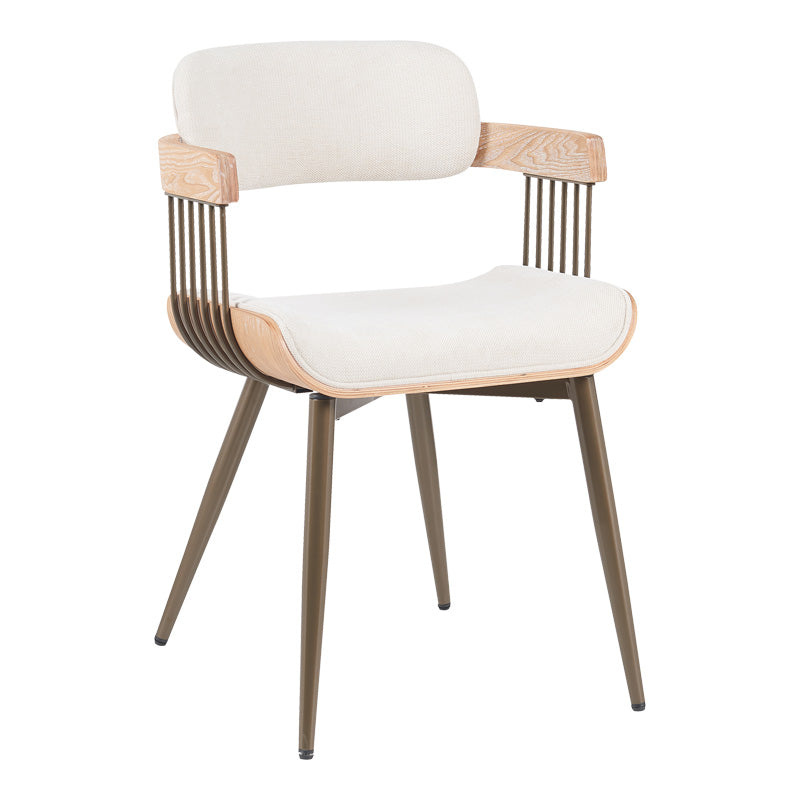 Fotoliu Cameo cu design metalic, stil bronz-alb-spalat-bej, 53x49x75 cm