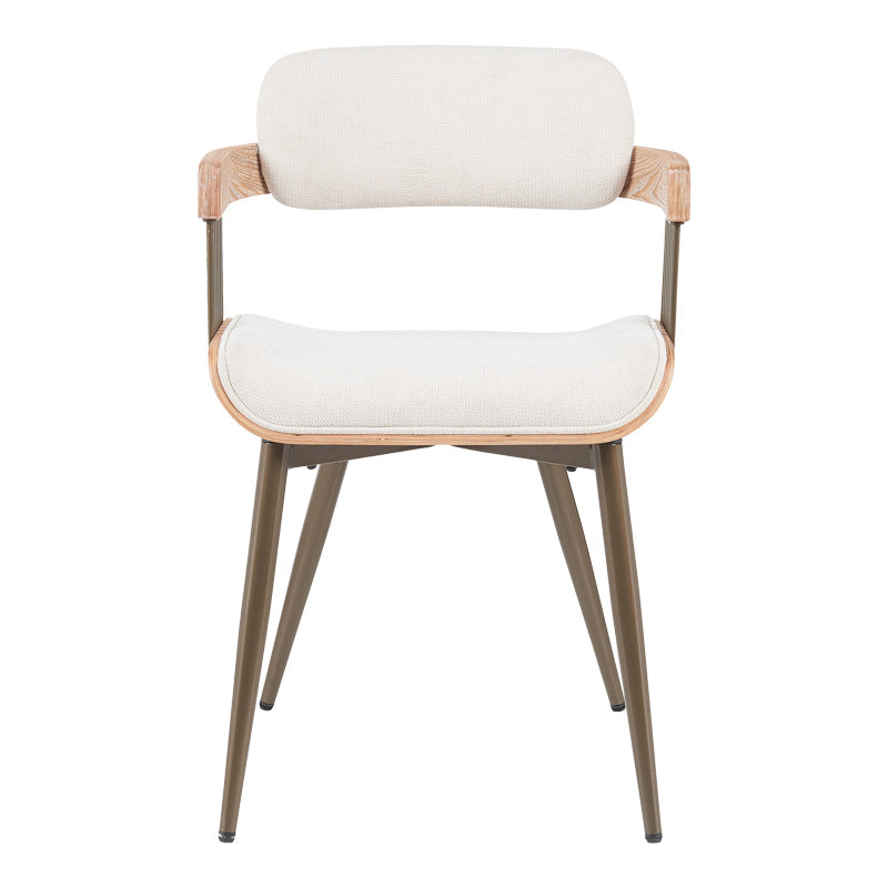 Fotoliu Cameo cu design metalic, stil bronz-alb-spalat-bej, 53x49x75 cm