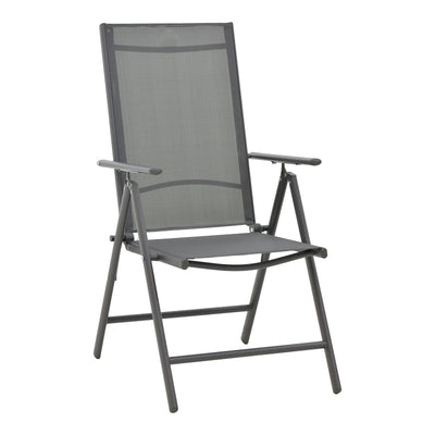 scaun de exterior Fotoliu Candor metal antracit si textil Gri 65x56x106 cm