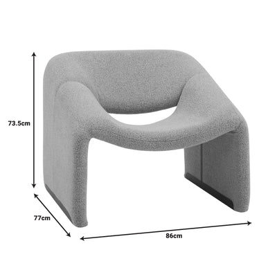 Fotoliu Clous boucle tesatura, Gri, 86x77x74 cm, foto produs 8