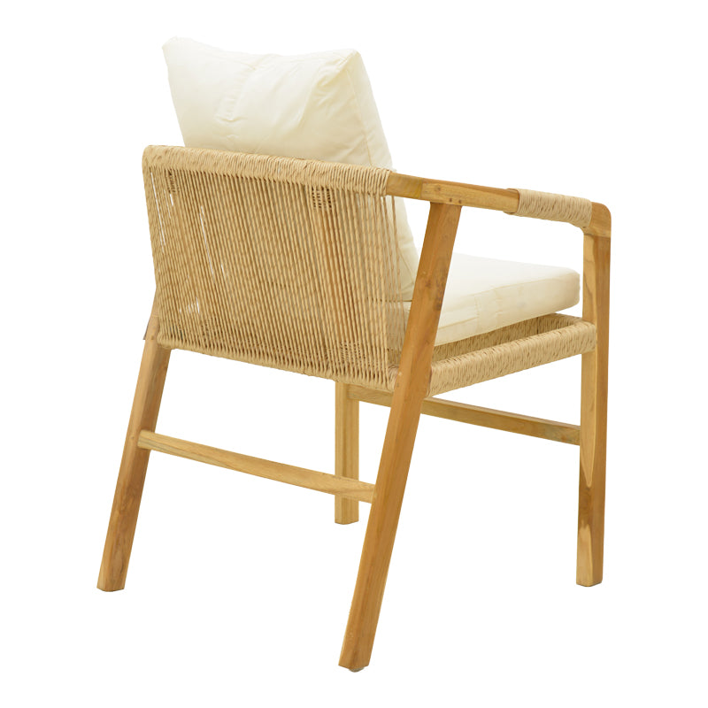 Fotoliu cu funcție relaxare Cuerda, lemn de teak și frânghie PE, nuanță naturală, 55x60x80 cm
