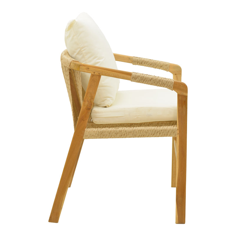 Fotoliu cu funcție relaxare Cuerda, lemn de teak și frânghie PE, nuanță naturală, 55x60x80 cm