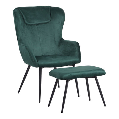 Fotoliu cu taburet Rueda, Verde inchis, 71x66x99 cm