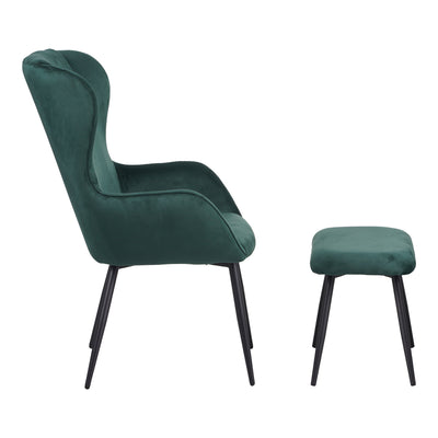 Fotoliu cu taburet Rueda, Verde inchis, 71x66x99 cm, perspectiva suplimentara